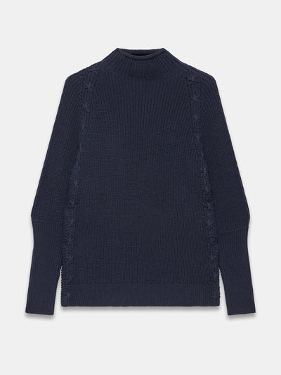 Mint Velvet Navy whipstitch cotton blend jumper at Collagerie