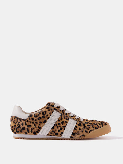 Mint Velvet Nelle leopard print textured trainers at Collagerie