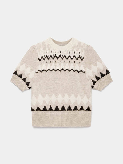 Mint Velvet Neutral fair isle knit top at Collagerie