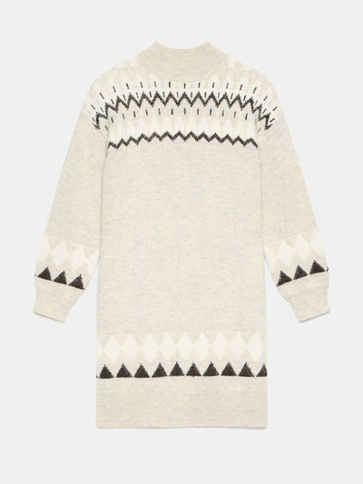 Mint Velvet Neutral fairisle knit mini dress at Collagerie