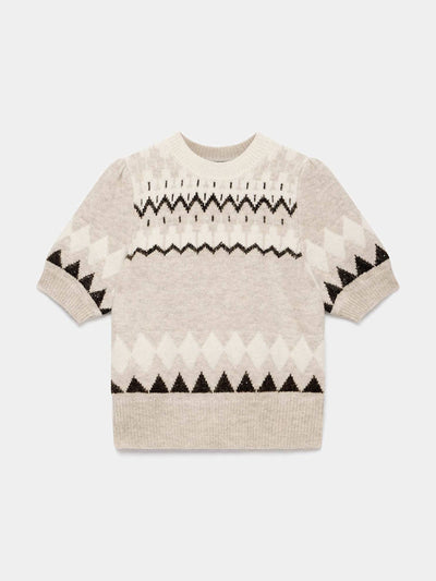Mint Velvet Neutral fairisle knit top at Collagerie