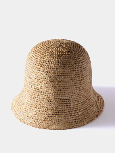 Mint Velvet Neutral raffia bucket hat at Collagerie