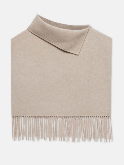 Mint Velvet Neutral wool blend fringed poncho at Collagerie