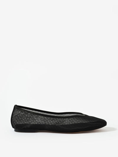 Mint Velvet Piper Black Mesh Ballet Flats at Collagerie