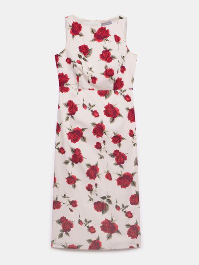 Mint Velvet Red rose print midi dress at Collagerie