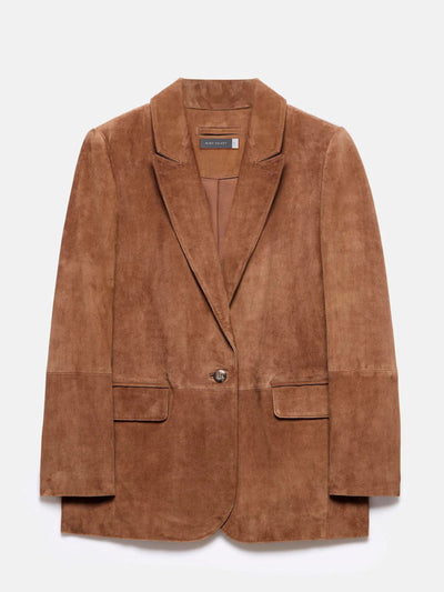 Mint Velvet Tan suede blazer at Collagerie