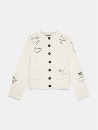 Mint Velvet White embroidered knit cardigan at Collagerie