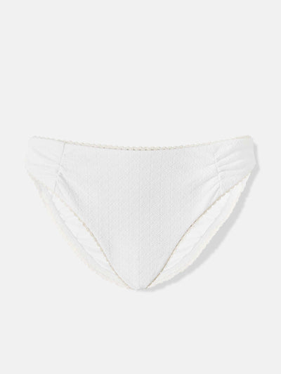 Mint Velvet White ruched bikini bottoms at Collagerie