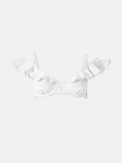 Mint Velvet White textured bikini top at Collagerie