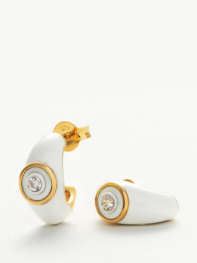 Missoma Enamel and stone dome hoop earrings in off-white at Collagerie