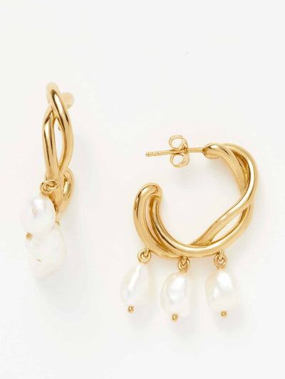 Missoma Molten baroque pearl drop hoop earrings at Collagerie