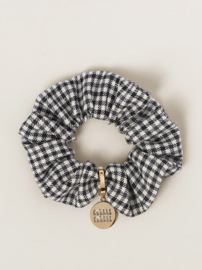 Miu Miu Gingham check wool scrunchie at Collagerie