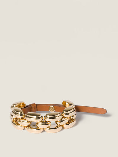 Miu Miu Metal and leather bracelet at Collagerie