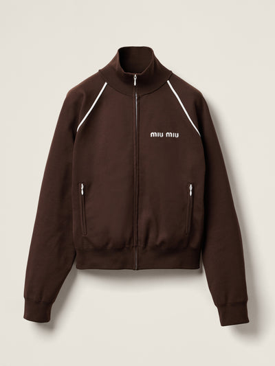 Miu Miu Cocoa brown nylon sweatshirt at Collagerie