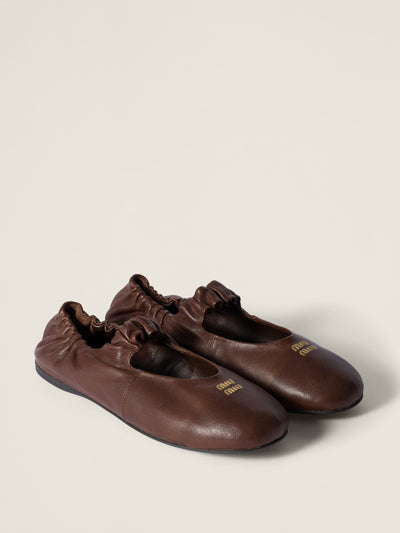 Miu Miu Ruches nappa leather ballerinas at Collagerie