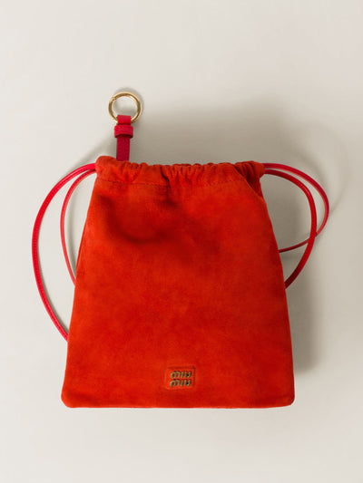 Miu Miu Suede pouch in red at Collagerie