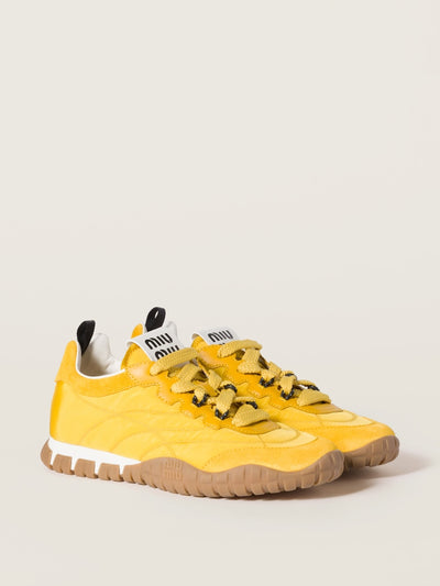 Miu Miu Tyre technical fabric and suede sneakers at Collagerie