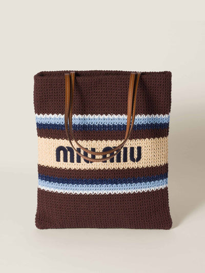 Miu Miu Raffia-effect woven tote bag at Collagerie