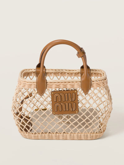 Miu Miu Woven fabric handbag with leather trim at Collagerie