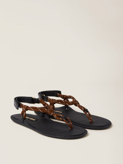 Miu Miu Riviere cord and leather sandals at Collagerie