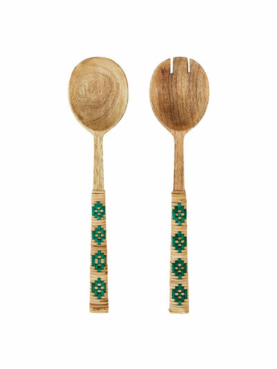 Graham And Green Green woven salad servers at Collagerie