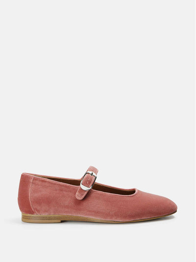 Le Monde Beryl Pink velvet mary jane flats at Collagerie