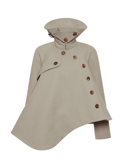 A.W.A.K.E. MODE Asymmetric gabardine trench coat at Collagerie