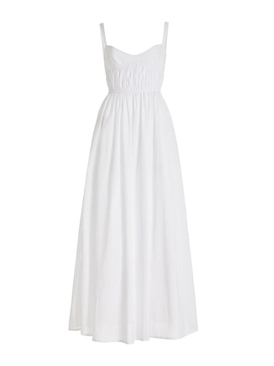 Beare Park Gathered voile cotton maxi dress at Collagerie