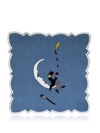 Chefanie Man on the moon linen cocktail napkins (set of 4) at Collagerie