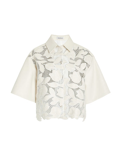 Simkhai Robinson embroidered vegan leather shirt at Collagerie