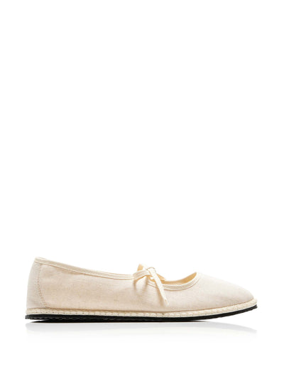 Vibi Venezia Exclusive Brigitte linen Mary Jane flats at Collagerie
