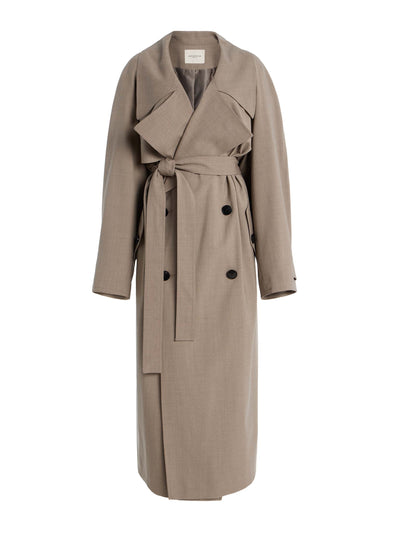 Lafayette 148 Responsible stretch wool belted oversized trench coat at Collagerie