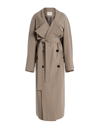 Lafayette 148 Responsible stretch wool belted oversized trench coat at Collagerie