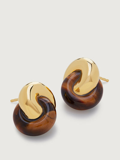 Monica Vinader Kate Young earrings in gold vermeil and tiger’s eye at Collagerie
