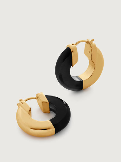 Monica Vinader Kate Young half gemstone small hoop earrings at Collagerie