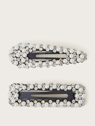 Monsoon Pearl and diamante hair clips (2-pack) at Collagerie