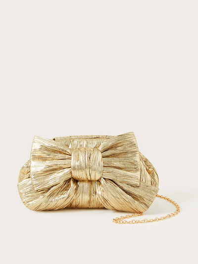 Monsoon Oversized bow metallic bag at Collagerie