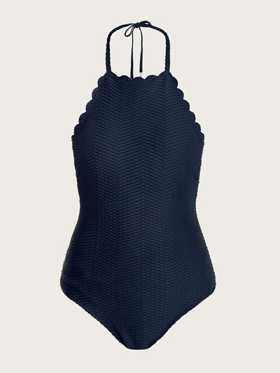 Monsoon Una scallop swimsuit black at Collagerie