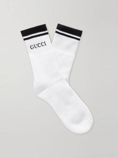 Gucci Logo-intarsia stretch cotton-blend socks at Collagerie