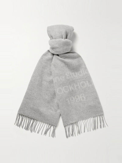 Acne Studios Venus 1996 logo-print fringed wool scarf at Collagerie