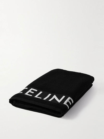 Celine Homme Logo-embroidered cotton-terry beach towel at Collagerie