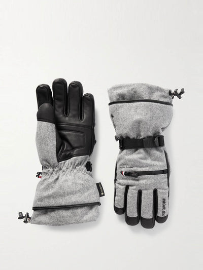 Moncler Grenoble Grenoble stretch-shell and leather ski gloves at Collagerie