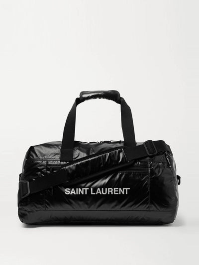 Saint Laurent Logo-print glossed-nylon duffle bag at Collagerie