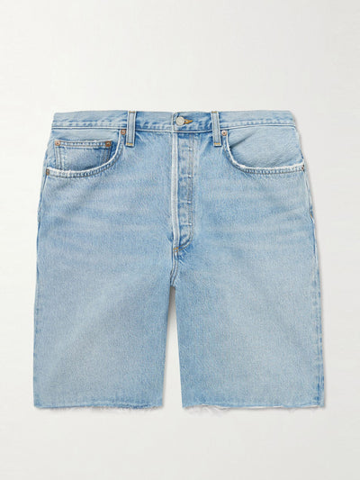 Agolde Anson straight-leg frayed denim shorts at Collagerie
