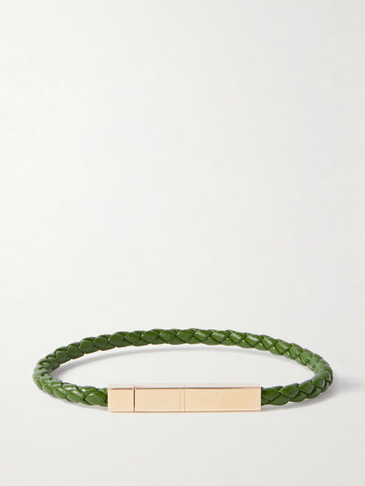 Bottega Veneta Braided leather and gold-plated bracelet at Collagerie