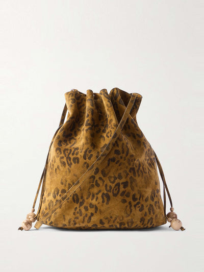 Celine Homme Medium leopard-print suede bucket bag at Collagerie