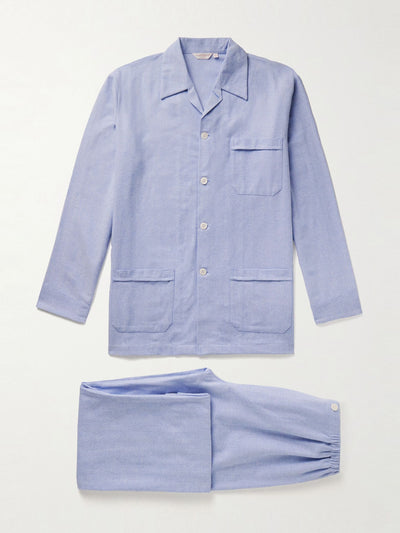 Derek Rose Arran 24 herringbone brushed-cotton pyjama set at Collagerie