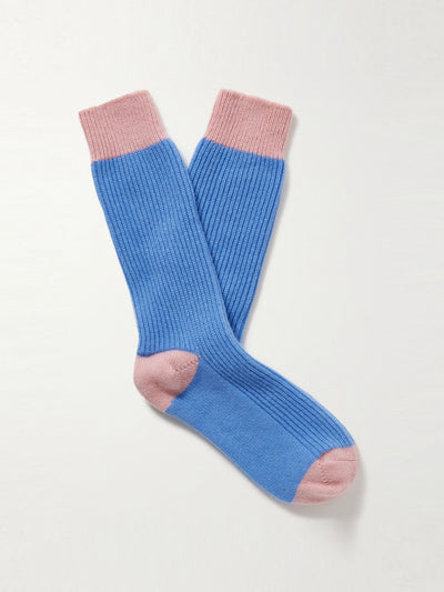 Guest in Residence Two-tone ribbed cashmere socks at Collagerie