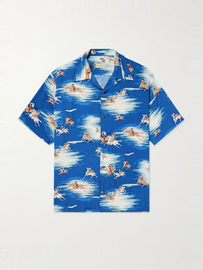 Kapital Convertible-collar printed crepe shirt at Collagerie