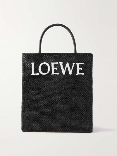 Loewe Logo-embroidered raffia tote bag at Collagerie